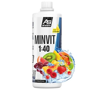 Obrázek All Stars MINVIT Fruit Mix nápojový koncentrát 1 L I sirup vč. vitamínů a minerálů pro 40l nápoje Sport Drink bez cukru s karnitinem