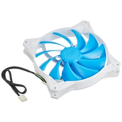 Obrázek SilverStone SST FQ141 série FQ tichý 140 mm vysoce výkonný PWM ventilátor s antivibračním příslušenstvím, bílo modrý