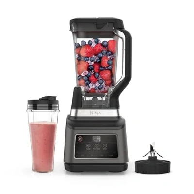 Obrázek Ninja 2 in 1 Mixer mit 3 Programmen; Mixen, Max Mixen und Zerkleinern &amp; 4 manuellen Einstellungen, 2,1L Krug 700ml Becher, 1200W, spülmaschinenfest, Auto iQ, Schwarz BN750EU
