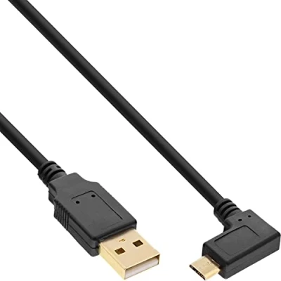 Obrázek InLine 31720T Micro USB 2. 0 kabel, A konektor na B zahnutý, pozlacené kontakty, 2 m