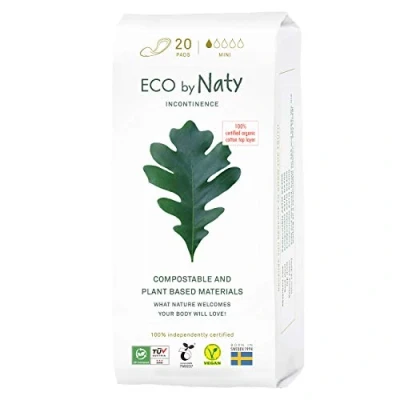 Obrázek Eco by Naty Inkontinenční vložky pro dámy mini obvazy citlivý bubliny, savé a diskrétní ekologické dámské (20 kusů)