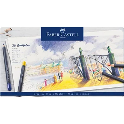 Obrázek FABER CASTELL 114736 barevné pastelky s permanentní náplní na olejovou křídu, zlatá faber, sada 36 ks