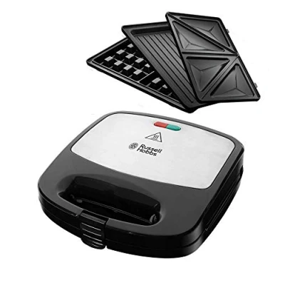 Obrázek Russell Hobbs Multifunkční přístroj 3 v 1 [sendvičovač, vaflovač, kontaktní gril] Fiesta (desky vhodné do myčky a nepřilnavé desky, rozšířitelné: Cake Pop, Mini Donut, Churros) 24540 56