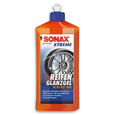 Obrázek SONAX Lesklý gel na pneumatiky XTREME (500 ml) pečuje a chrání gumu před praskáním vyblednutím barvy, dlouhotrvající lesk pneumatik č. výr. 02352410