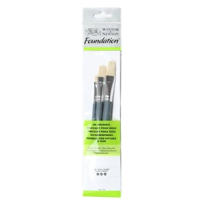 Obrázek Winsor &amp; Newton 5295020 Foundation sada štětců, olejový štětec, 3 ks, plochý štětec č. 4,10, 14 krátká rukojeť
