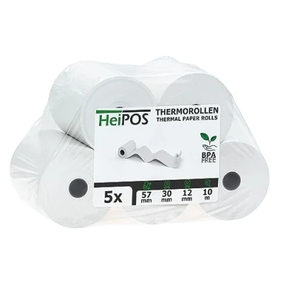 Obrázek HeiPOS 5 pokladní kotoučky termorole 57 mm x 10 m 12 55 g/m² papír Pro EC Cash, systémy kreditních karet a další