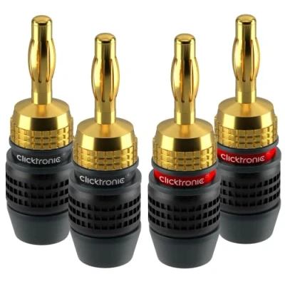 Obrázek Clicktronic Casual Banánový konektor SimpleLock pro reproduktory kabel do 4,0 mm², zlatá/modrá/červená