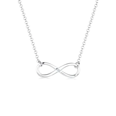 Obrázek Elli řetízek na krk dámský Infinity přívěsek nekonečno s diamantem (0,03 ct.) ze sterlingového stříbra 925, Fazetový brus, Diamant