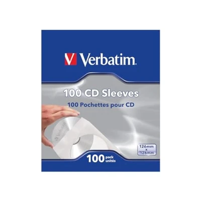 Obrázek Verbatim Obálky na CD, 100 kusů, obaly pro polotovary ochrana před prachem a nečistotami, CD ochranné s okénkem, uzavíratelné papírové DVD &amp; Blu Ray