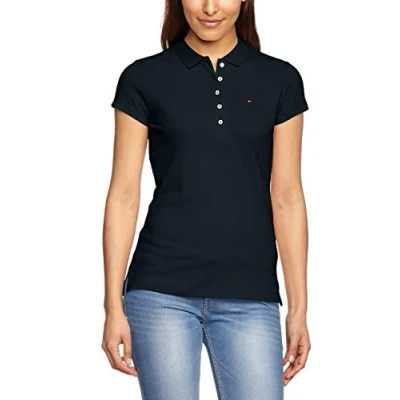 Obrázek Tommy Hilfiger Dámské tričko s krátkým rukávem Heritage Slim Fit, Modrá (midnight)