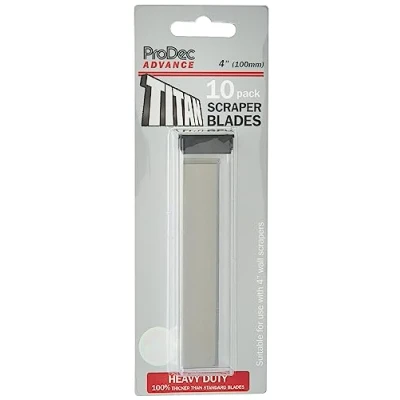 Obrázek ProDec Advance ALBL003 10er Pack 100 mm Hochleistungs Ersatzschaberklingen mit doppelter Dicke, für Schaber und andere Schaber, Silver, 4&quot; Titan Blades