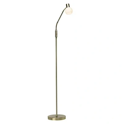 Obrázek BRILLIANT lampa Philo LED stojací 1flg mosaz kartáčovaná/bílá 1x D45, E14, 4W kapková žárovka včetně, (450 lm, 2700 K) s kolébkovým spínačem