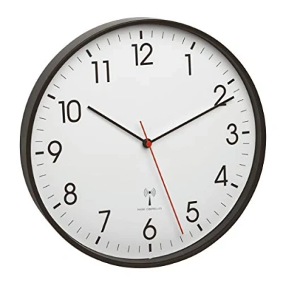 Obrázek TFA Dostmann Analogové rádiové nástěnné hodiny s kovovým rámem, 305 x (V) 47 mm, plast, černé, 60. 3537. 01