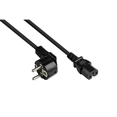 Obrázek Good Connections Síťový kabel P0150 S007, 0,75 m, konektor s ochranným kontaktem typ E+F (CEE 7/7, úhlový) na C15 zdířku pro ohřívače (přímý), ohřívače, 1,00 mm² černý