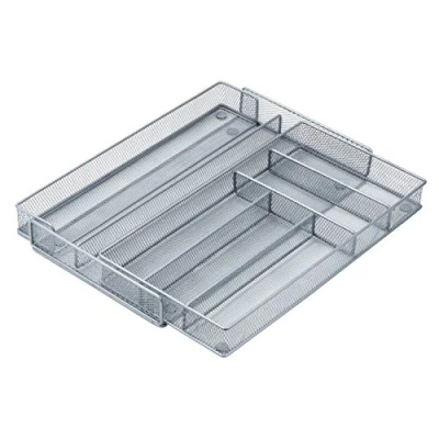 Obrázek Honey Can Do KCH 02163 výsuvný box na příbory z ocelového pletiva, kov, stříbrný, 41,914 x 51,43502 5,08 cm