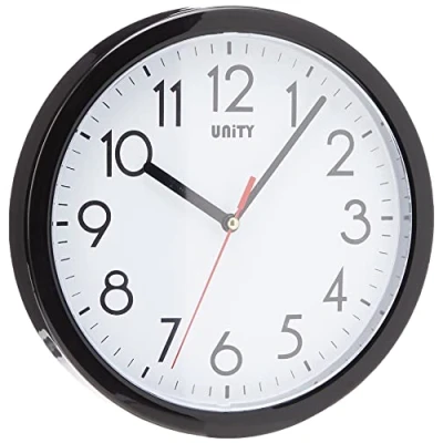Obrázek Unity Nástěnné hodiny, Hastings, Silent Sweep, moderní, černá, 22 cm