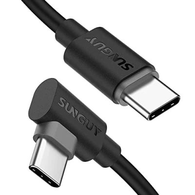 Obrázek SUNGUY USB C na kabel, 60 W 2 ks 0. 3M úhel kabelu kompatibilní s iPhone15 Pro/Pro Max, MacBook Pro, iPad Pro 2020, Air, Galaxy S20/S10, Huawei