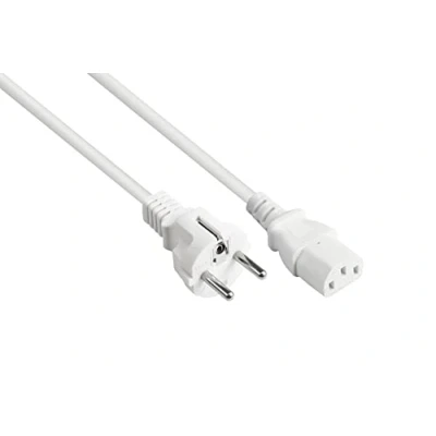 Obrázek Good Connections Síťový kabel 1,5 m ochranný kontakt konektor typ E+F (CEE 7/7, přímý) na C13 zdířce pro studené zařízení (přímý) měděný vodič CU 0,75 mm² připojovací přístroje bílý
