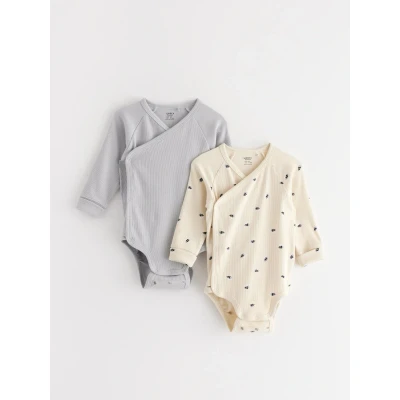 Obrázek Lindex WRAP Newborn 2 PACK Body pro děti, Velikost: 56, Light dusty blue