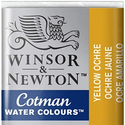 Obrázek Winsor &amp; Newton 0301744 Akvarelová barva Cotman s dobrou průhledností, vynikající tloušťkou tónování a dobrými vlastnostmi malby, vody v 1/2 kelímku žlutý okr