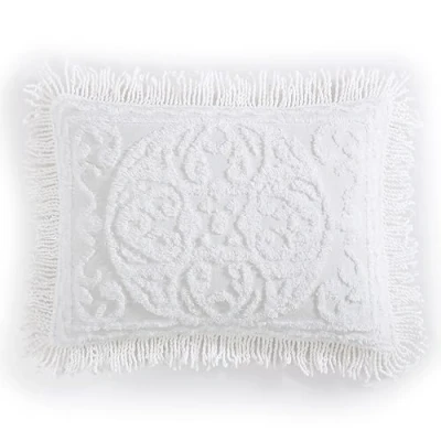 Obrázek Beatrice Home Fashions Medailon Žinille, standardní povlak na polštář, bílý