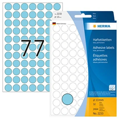 Obrázek Víceúčelové etikety od Herma, Ø 13 mm, kulaté, papírové, matné, modrá