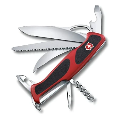 Obrázek Victorinox Švýcarský kapesní nůž, Ranger 57 M, Multitool, Swiss Army Knife s 13 funkcemi, jednoruční fixační čepel, vývrtka