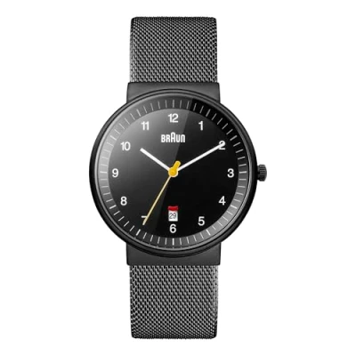 Obrázek Braun Mens 3 Hand with Date Analogue Quartz Watch, Black Dial and Milanese Mesh Strap, 40mmBlack Stainless Steel Case, Model BN0032BKBKMHG.