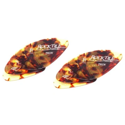 Obrázek Rocktile Plektren Brown Tortoise Thin balení 12 ks tloušťka &quot;Thin&quot; (0,46 mm) tradiční tvar Teardrop materiál: Celuloid hnědá