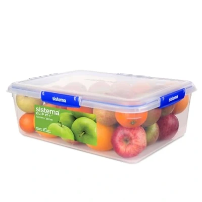Obrázek Sistema KLIP IT PLUS Frischhaltedose 7,5 l rechteckig stapelbare und luftdichte Vorratsdose mit Deckel geeignet für Kühl /Gefrierschrank BPA freier Kunststoff blaue Clips