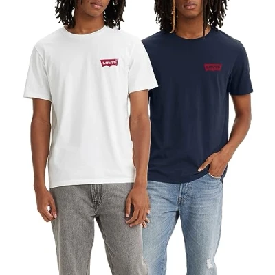 Obrázek Levi&#039;s Pánské tričko Crewneck Graphic 2 ks, Chesthit White / Dress Blues