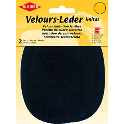 Obrázek Kleiber + Co.GmbH imitace velurové kůže malá, 38% polyakryl/32% bavlna/30% viskóza, tmavě modrá, cca 13 cm x 10