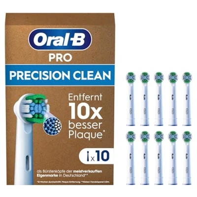 Obrázek Oral B Náhradní kartáčky pro Precision Clean elektrický zubní kartáček, 10 kusů, čištění zubů, X štětiny, originální nástavec zubního kartáčku v poštovní schránce, navrženo Německu