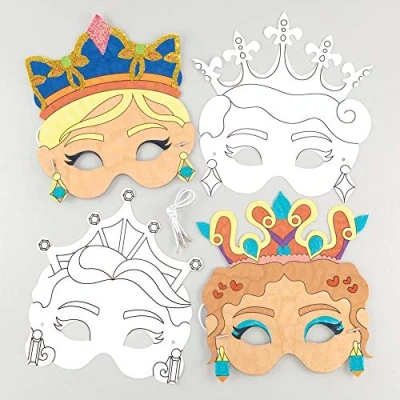 Obrázek Baker Ross Masken „Prinzessin“ zum Ausmalen (8 Stück) mit verschiedenen Prinzessinnen für Kinder Gestalten und Verkleiden,Weiß