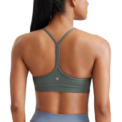 Obrázek CRZ YOGA Dámská Racerback sportovní podprsenka vycpaná bez kostic záda Y jóga léto prodyšná špagetový top, šalvěj, XS