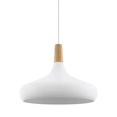 Obrázek EGLO závěsná lampa Sabinar, závěsné svítidlo z oceli a dřeva, v bílé, hnědé, objímka E27, Ø 40 cm, certifikováno FSC
