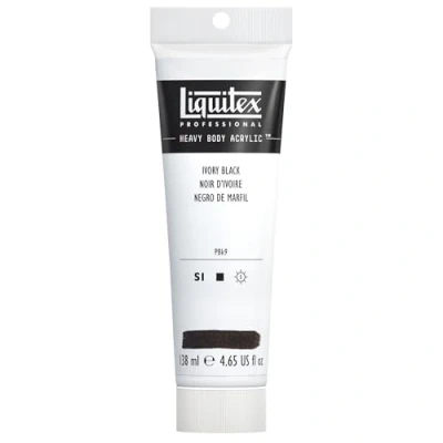 Obrázek Liquitex 1047244 Professional Heavy Body Akrylová barva v umělecké kvalitě s vynikající stálostí na světle tvrdé konzistenci, tuba 138 ml slonovinová černá