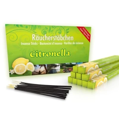 Obrázek LUXflair 10 balení vonných tyčinek Citronella, doba žhnutí cca 60 h (celkem). XL zásoba jako alternativa ke svíčce Citronella na venku/na zahradu