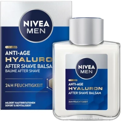 Obrázek NIVEA MEN Anti Age Hyaluron After Shave balzám, osvěžující péče po holení s kyselinou hyaluronovou pro 24hodinovou hydrataci, uklidňující o obličej (100 ml)
