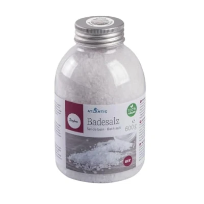 Obrázek Rayher Hobby 34222000 koupelová sůl, láhev 600 g, přírodní, hrubozrnná, franc. sůl z Atlantiku, ručně vyrobená, wellness pro vlastní výrobu, peelingový efekt, minerály šetrné k pokožce, křišťálově čisté
