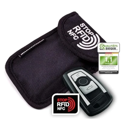 Obrázek MakakaOnTheRun obal na klíč od auta Keyless Go Ochrana autoklíče s 2 RFID ochrannými přihrádkami. klíče Keyless/Auto kapsa pro všechna vozidla z EU, Asie a Ameriky, Černé