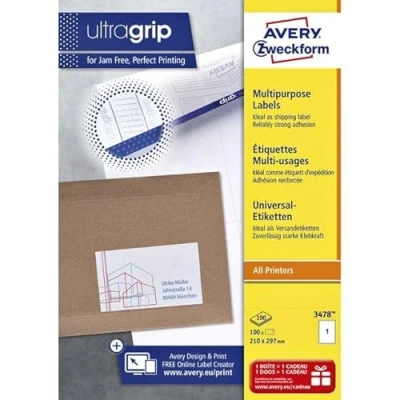 Obrázek Avery páska pro Univerzální Laser/inkoustová tiskárna/kopírky 210 x 297 mm 100 ks bílý