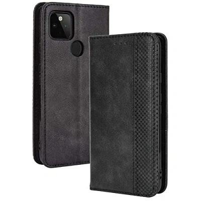 Obrázek TANYO kožené pouzdro pro Google Pixel 4A 5G (ne 4G verzi), Premium Flip Wallet obal s přihrádkami na karty, PU/TPU mobil ochranné černé