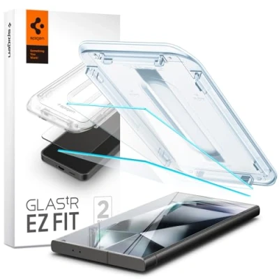 Obrázek Spigen Sklo. tR EZ Fit ochranná fólie kompatibilní se Samsung Galaxy S24 Ultra, 2 kusy, odolná proti poškrábání, křišťálově čirá, s tvrdostí 9H