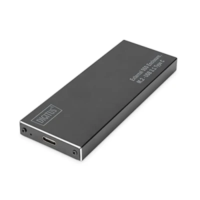 Obrázek DIGITUS Externí USB 3.1 SSD kryt pro M.2 SATA III modul typ 2280, 2260, 2242, 2230 až 10 Gbit/s UASP vč. C kabelu černý