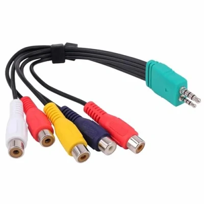 Obrázek D52S Cinch adaptér Video Audio AV kabel náhrada za TV komponenty component vhodný pro Samsung BN39 01154W BN3901154W 3,5 mm konektor 2,5 na 5 zdířkách