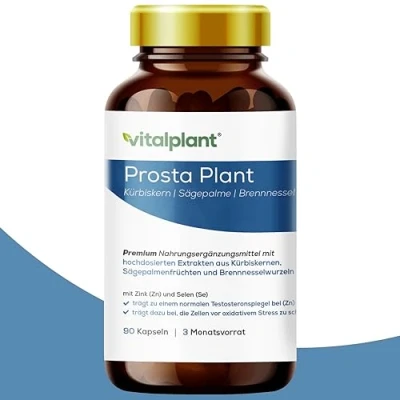 Obrázek Vitalplant® Prosta Plant kapsle v hnědém skle jedinečné složení z extraktu dýňových semen, palmových pil, kořen kopřivy