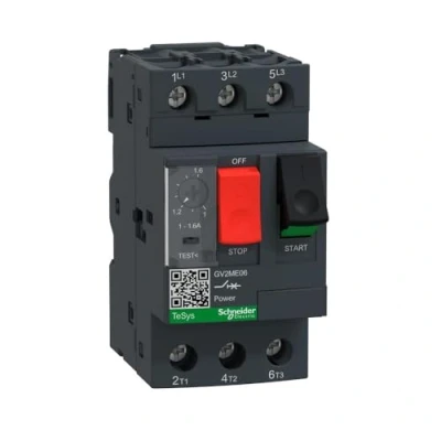 Obrázek Schneider Electric GV2ME06 Motorschutzschalter, 3p, 1 1,6A, Tasterbetätigung, Schraubanschluss, Dunkelgrau