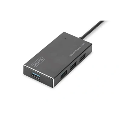 Obrázek DIGITUS USB hub 4 porty Super Speed 3. 0 5 GBit/s Plug&amp;Play hliníkový kryt černý