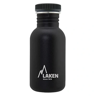 Obrázek Laken láhev Basic Steel, z ušlechtilé oceli pro děti a dospělé, standardní ústa šroubovací uzávěr, 0,5 l černá